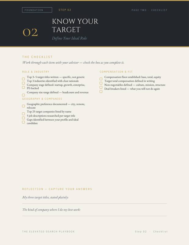 Elevated Search Playbook, Step 02 checklist page