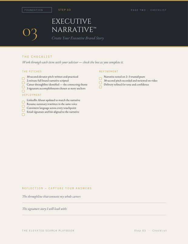 Elevated Search Playbook, Step 03 checklist page
