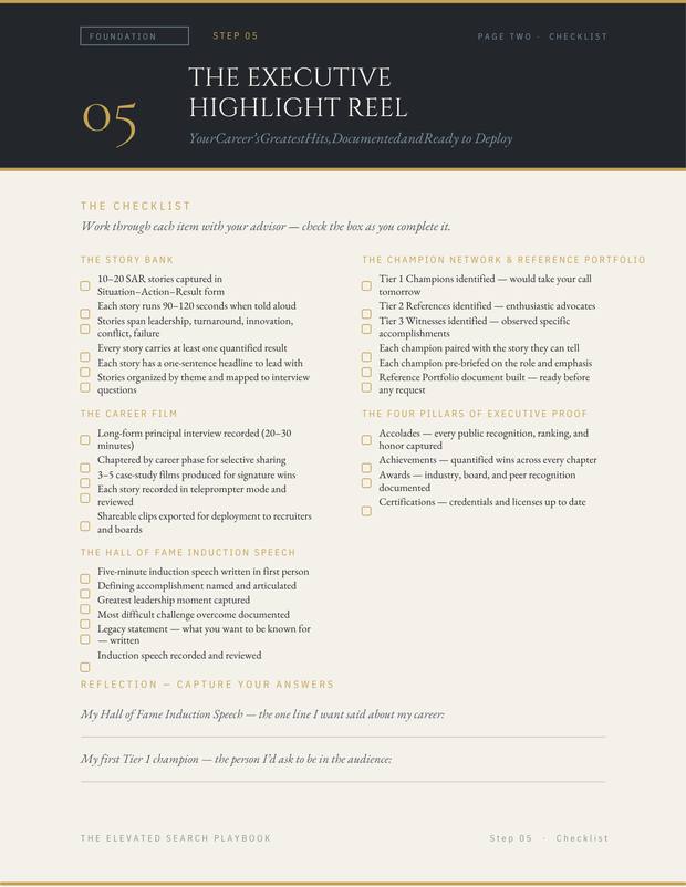 Elevated Search Playbook, Step 05 checklist page