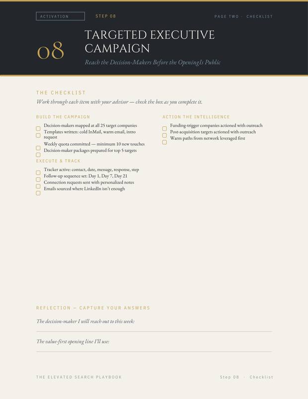 Elevated Search Playbook, Step 08 checklist page